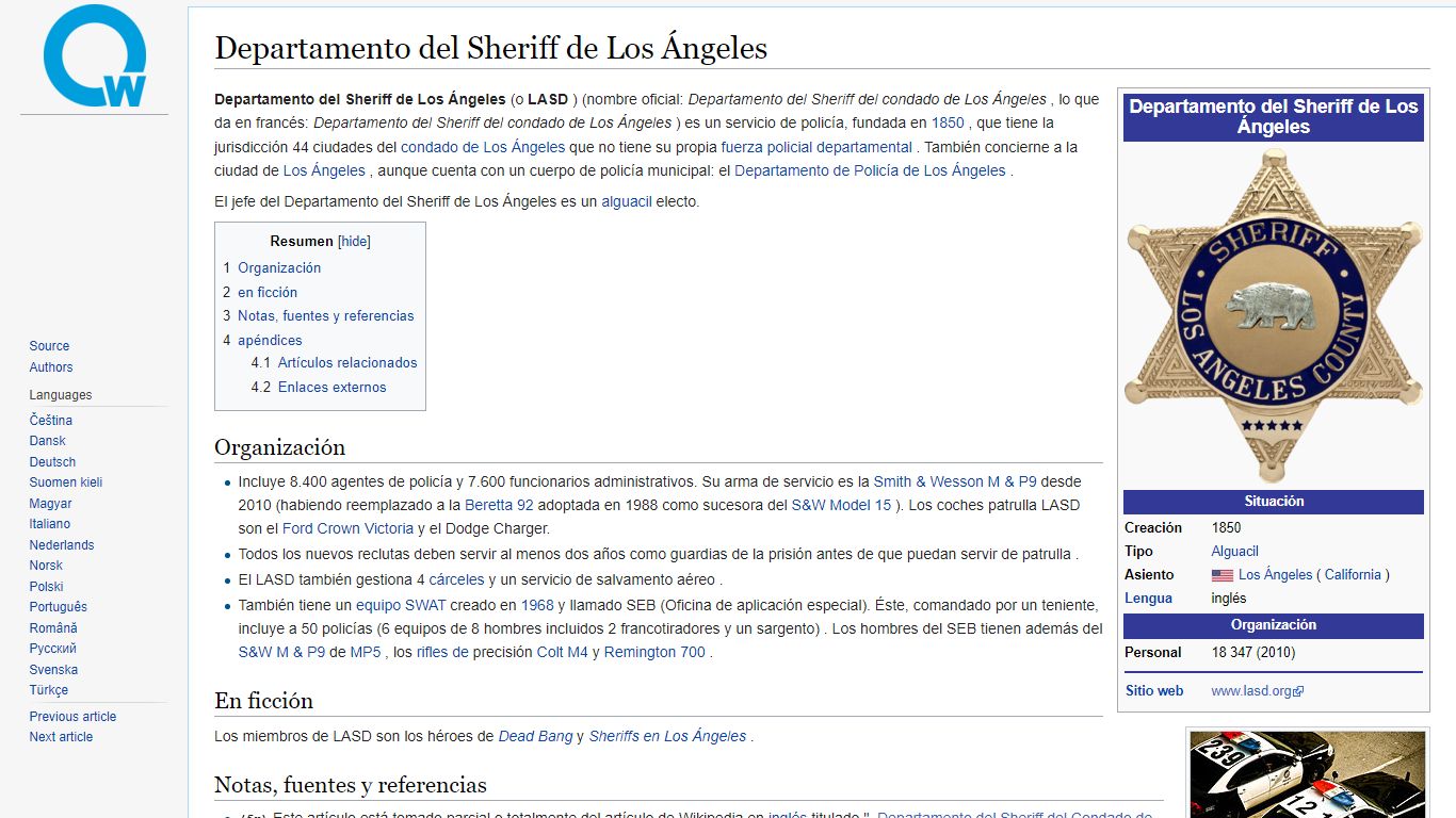 Departamento del Sheriff de Los Ángeles - frwiki.wiki